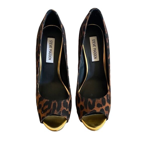 NEW Steve Madden | Niile Leopard Print Peep Toe Stilettos, Size 8 - Picture 3 of 9